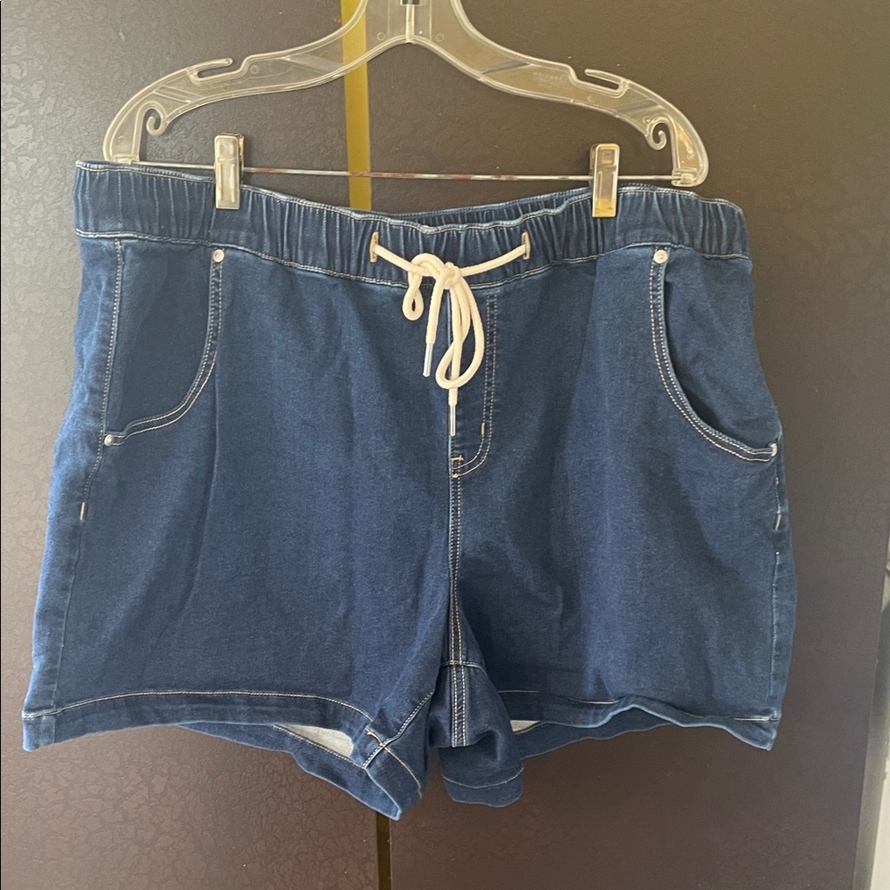 Lane Bryant Dark Blue Jean Shorts with Drawstring